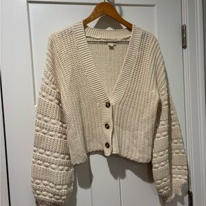 saltwater LUXE Cream Chunky Cropped Knit Cardigan